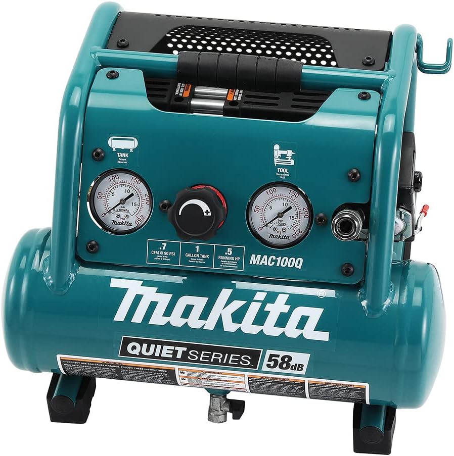 Makita MAC100Q Quiet Series, 1 2 HP, 1 Gallon Compact, Oil-Free, Electric Air Compressor Makita MAC100Q Quiet Series, 1/2 HP, 1 Gallon Compact, Oil-Free, Electric Air Compressor