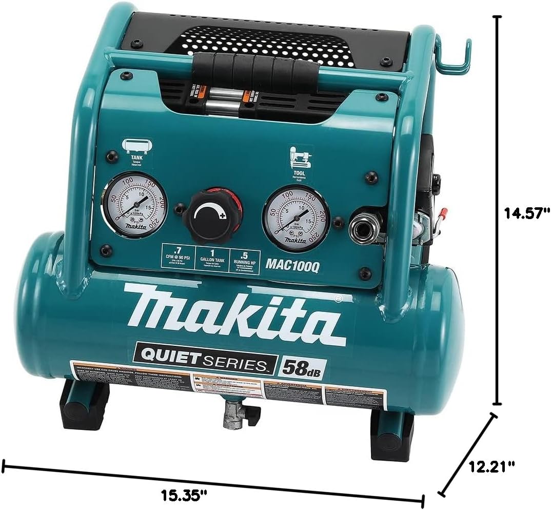 Makita MAC100Q Quiet Series, 1 2 HP, 1 Gallon Compact, Oil-Free, Electric Air Compressor0-