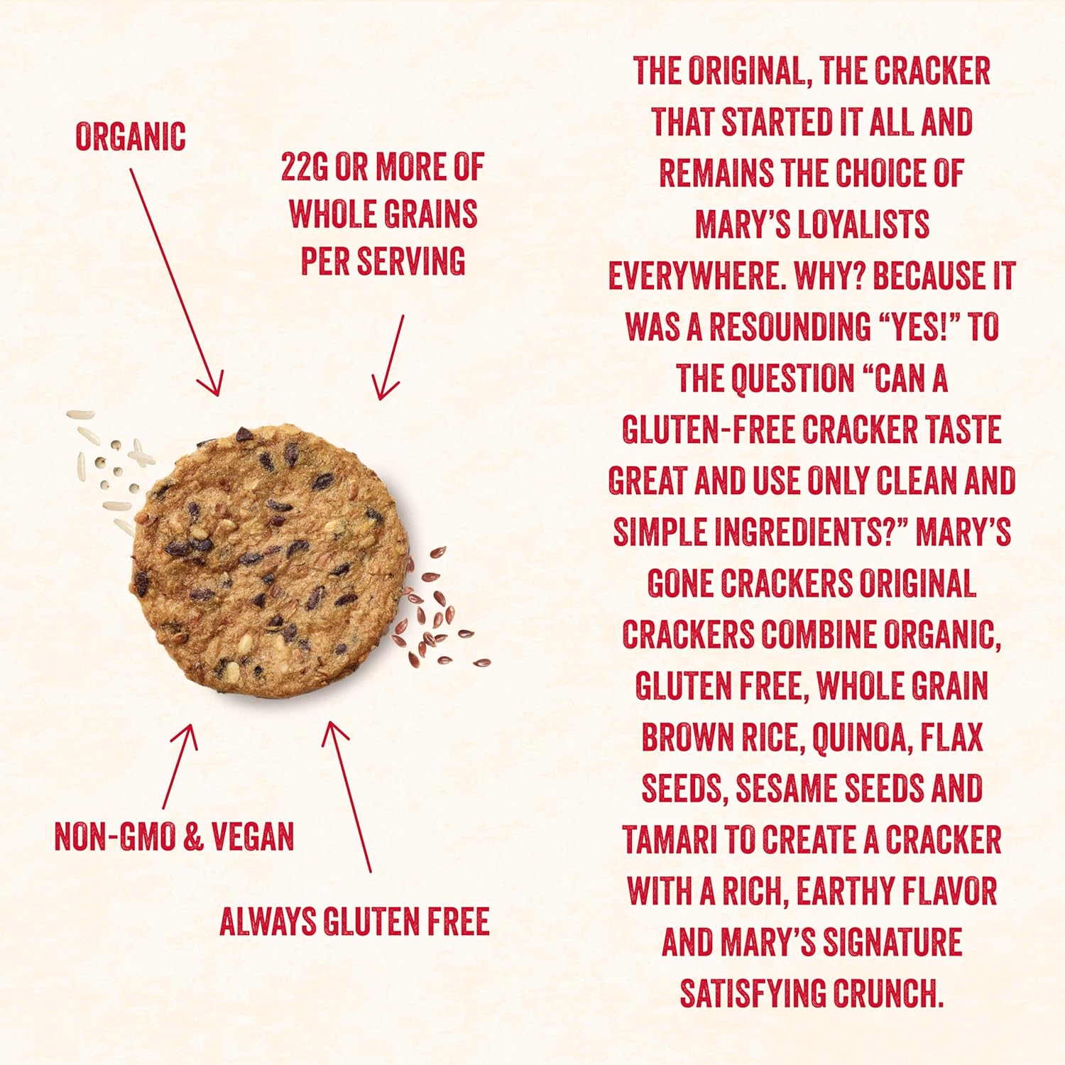 Mary's Gone Crackers Original Crackers, 6.5 Ounce (Pack of 6), Organic Brown Rice, Flax & Sesame Seeds, Gluten Free1