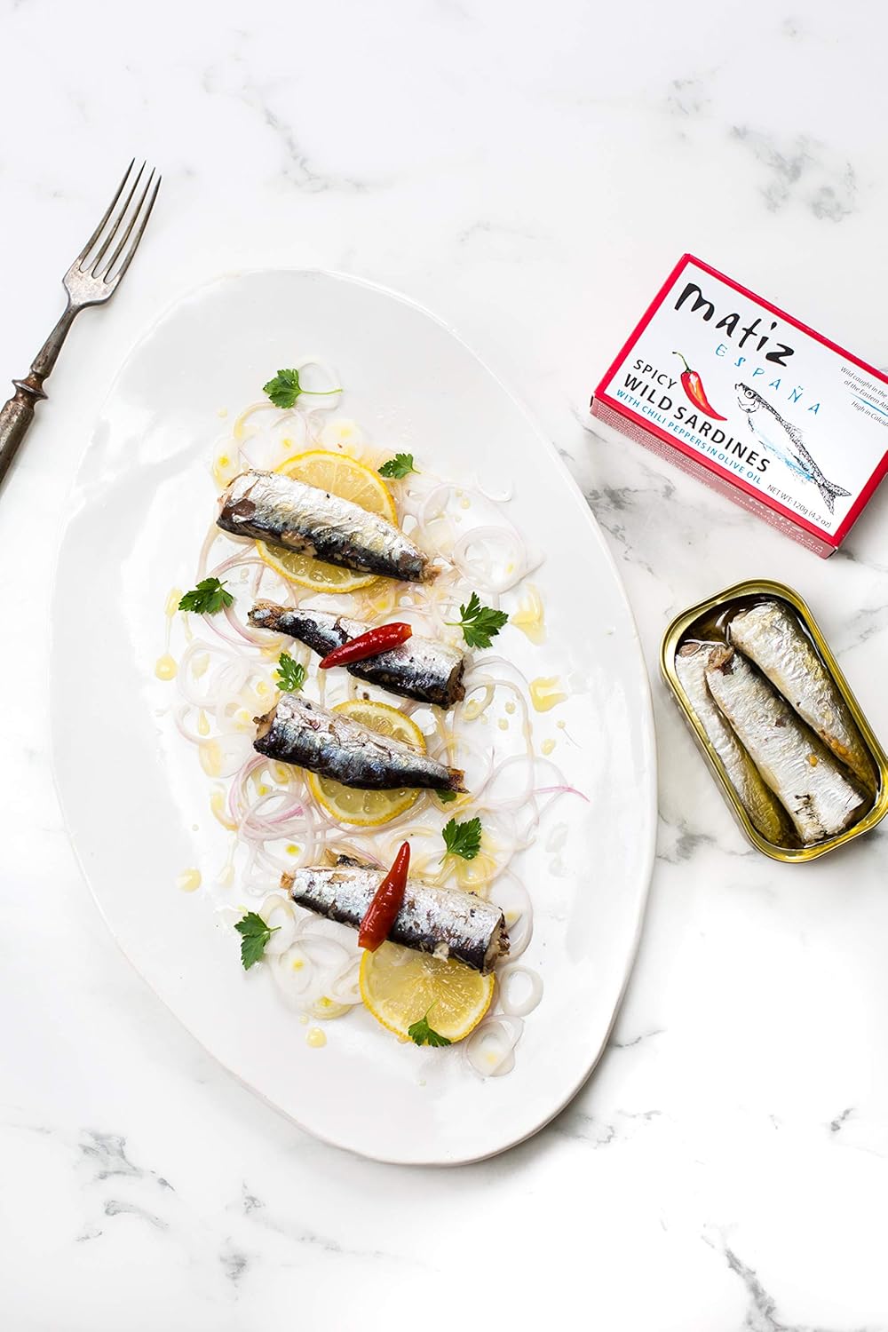 Matiz Sardines Variety Pack, Wild Caught Spanish Waters 10 Tins In Olive Oil, Sweet Piquillo Pepper, Spicy Piri Piri Pepper and Lemon Essence8