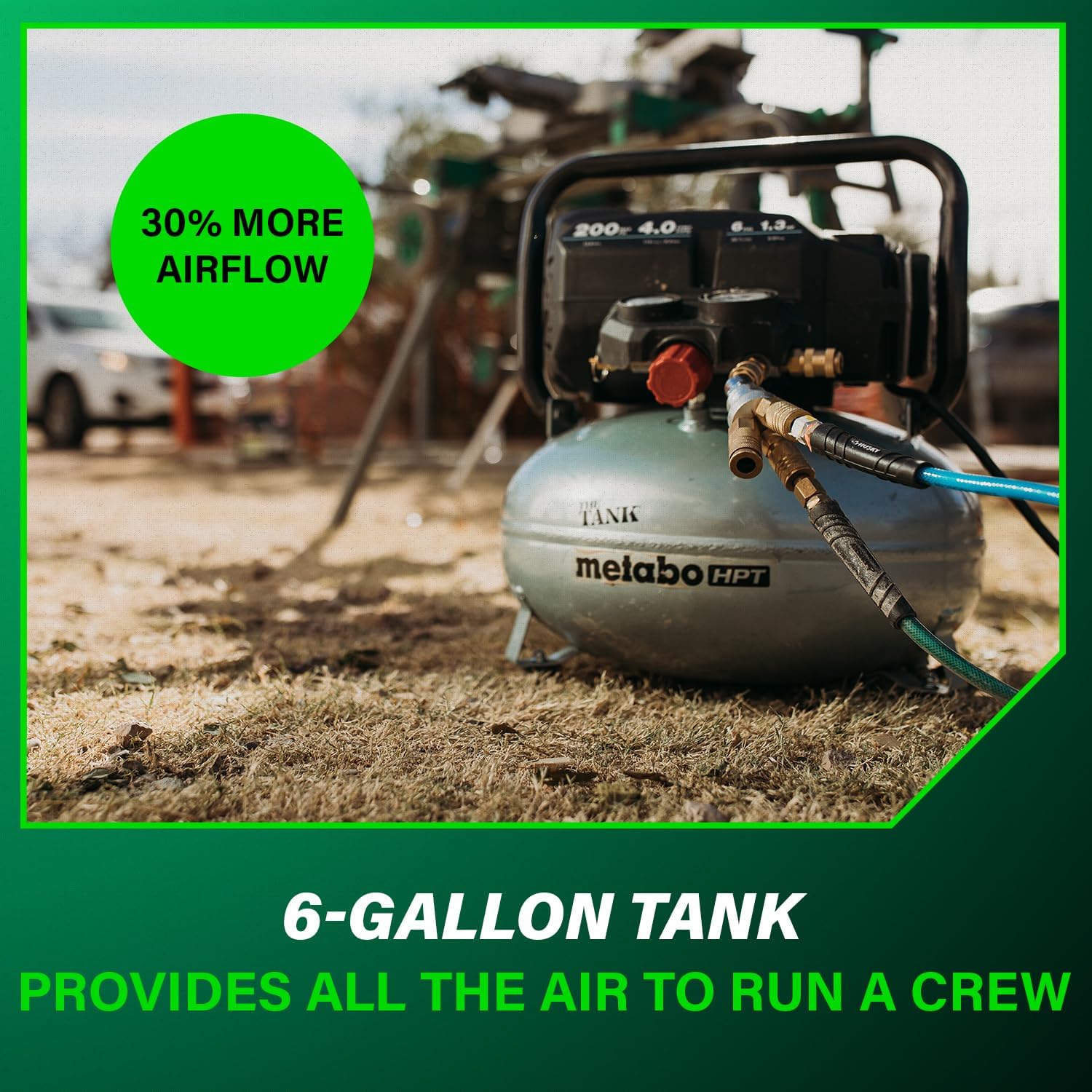 Metabo HPT Air Compressor, THE TANK™, Portable Pancake Air Compressor 200 PSI, 6 Gallon Air Compressor Tank, Versatile for Use with Framing, Siding, Finish, Brad or Roofing Nailers, EC914S-