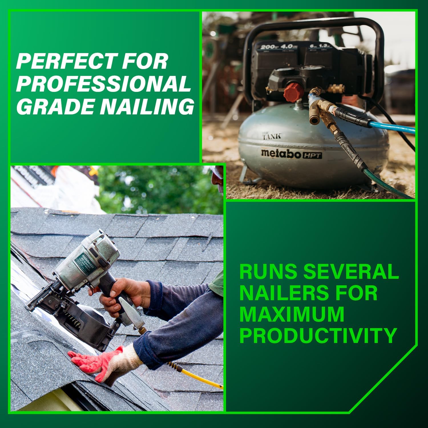 Metabo HPT Air Compressor, THE TANK™, Portable Pancake Air Compressor 200 PSI, 6 Gallon Air Compressor Tank, Versatile for Use with Framing, Siding, Finish, Brad or Roofing Nailers, EC914S23