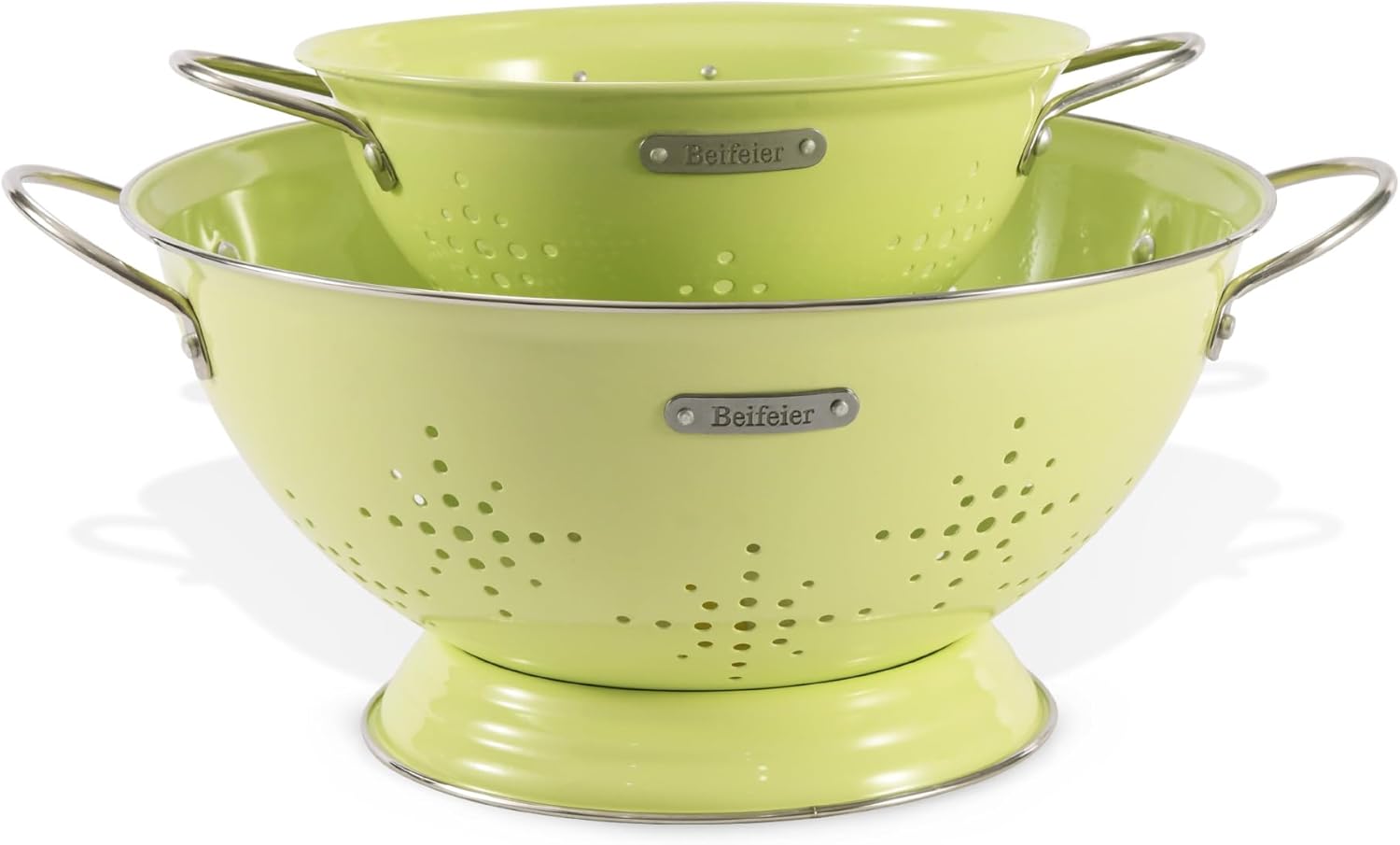 Metal Colander 2 Pack, Strainer Bowel with Handles 2Qt & 6Qt Powder Coated Solid Ring Base Heavey Duty Kitchen Drainer Basket for Pasta Veggies and Fruits,New Home Apartment Essentials (LightGreen) Metal Colander 2 Pack, Strainer Bowel with Handles 2Qt & 6Qt Powder Coated Solid Ring Base Heavey Duty Kitchen Drainer Basket for Pasta Veggies and Fruits,New Home Apartment Essentials (LightGreen)