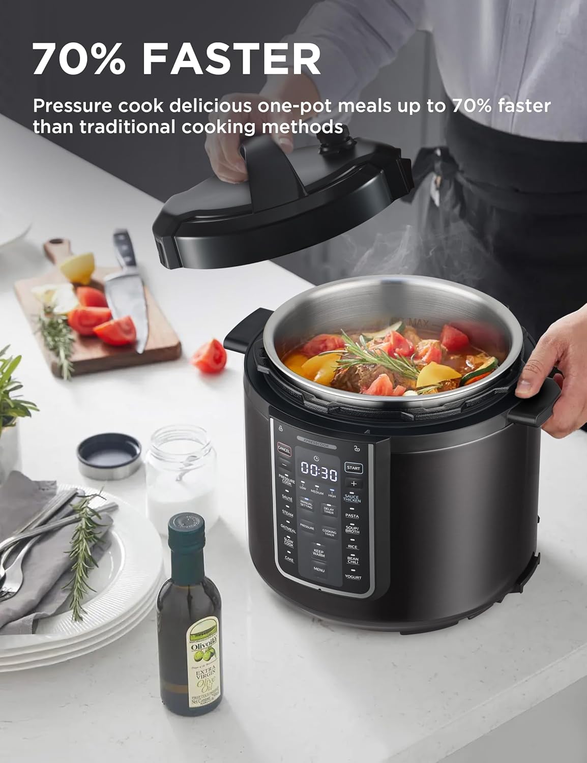 Midea 12-in-1 Electric Pressure Cooker, 6 Quarts, 12 Presets, Multi-Functional Programmable Slow Cooker, Rice Cooker, Steamer, Sauté Pan, Yogurt Maker, and More, Stainless Steel1