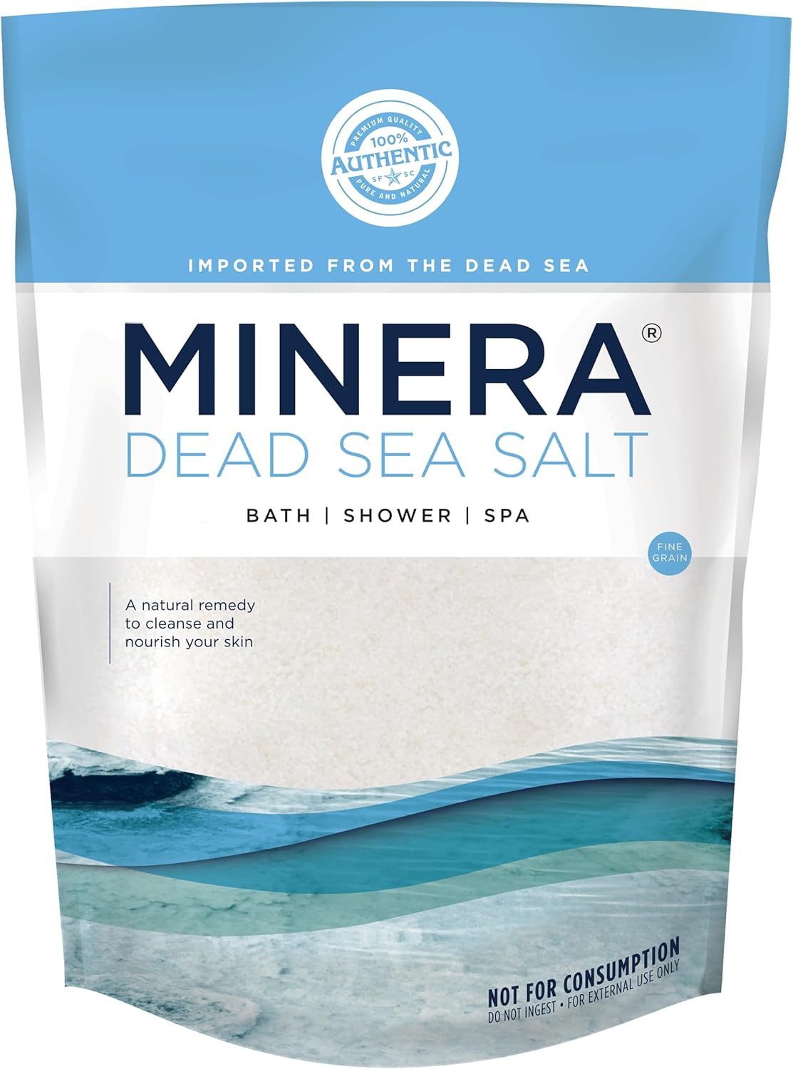 Minera Dead Sea Salt, 100% Pure & Natural, 19 lbs. Fine Grain (0-1.7 mm) Bulk Bag, Easily Dissolving Dead Sea Salts for Soaking & Bathing, Skin Nourishing Fine Sea Salt, Unscented Minera Dead Sea Salt, 100% Pure & Natural, 19 lbs. Fine Grain (0-1.7 mm) Bulk Bag, Easily Dissolving Dead Sea Salts for Soaking & Bathing, Skin Nourishing Fine Sea Salt, Unscented