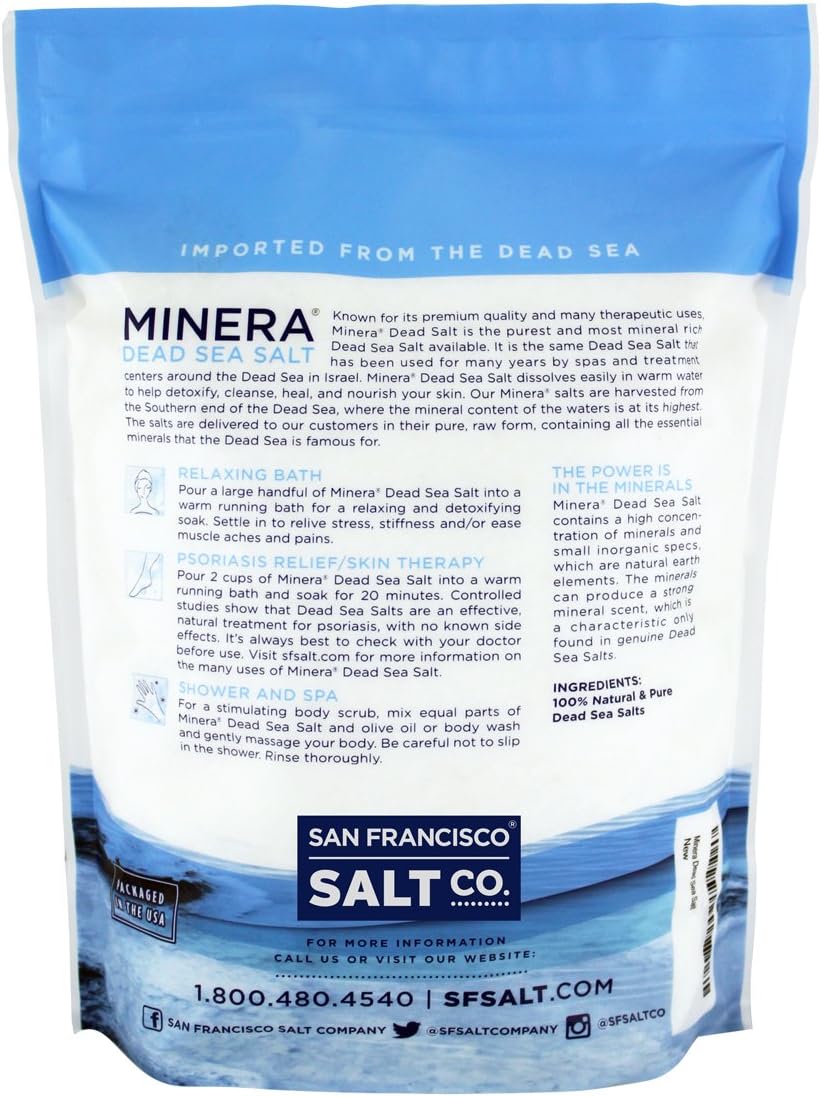Minera Dead Sea Salt, 100% Pure & Natural, 19 lbs. Fine Grain (0-1.7 mm) Bulk Bag, Easily Dissolving Dead Sea Salts for Soaking & Bathing, Skin Nourishing Fine Sea Salt, Unscented0
