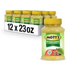 Mott's No Sugar Added Applesauce, 23 Oz Jar (Pack Of 12), Good Source Of Vitamin C, No Artificial Flavors