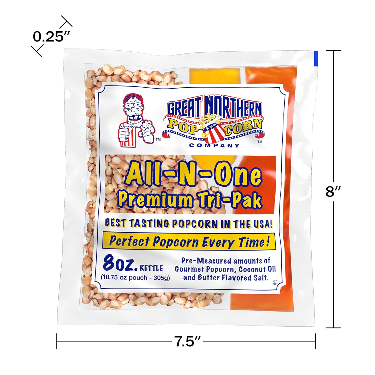 Movie Theater Style 40-Count Popcorn Packs - Pre-Measured 8-Ounce All-in-One Kernel, Salt, Oil Packets for Popping Machines by Great Northern Popcorn1