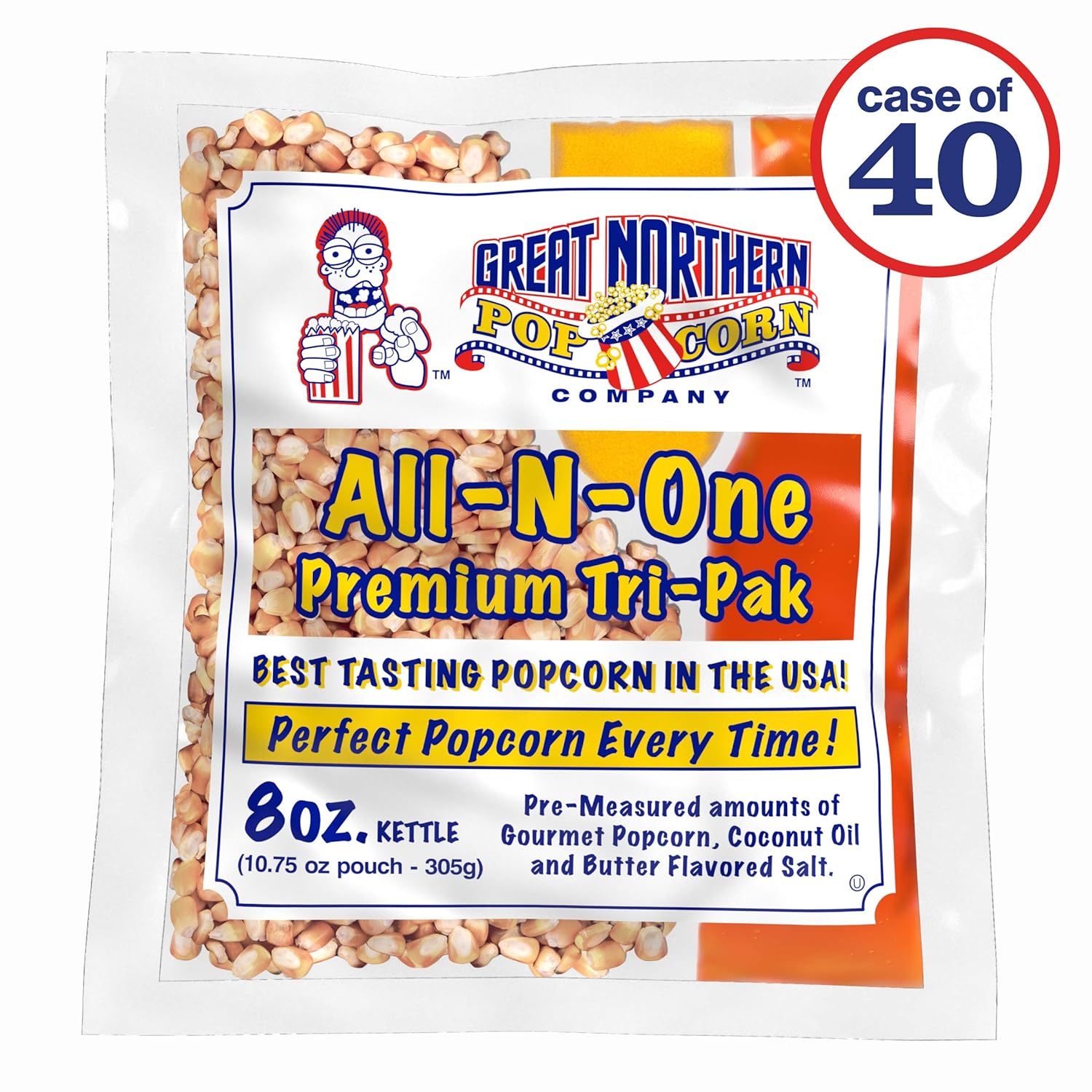 Movie Theater Style 40-Count Popcorn Packs - Pre-Measured 8-Ounce All-in-One Kernel, Salt, Oil Packets for Popping Machines by Great Northern Popcorn3