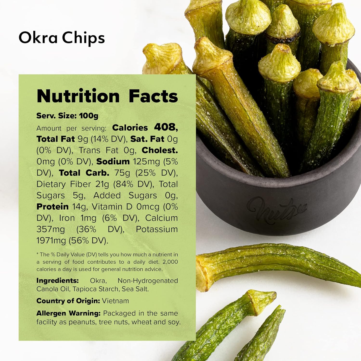 NUTS U.S. - Okra Chips Sea-Salted No Color Added and No Sugar Added Natural Delicious And Healthy, Bulk Chips!!! (Okra Chips, 2 LBS)3