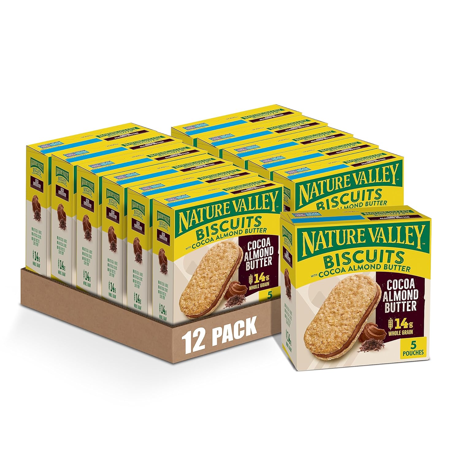 Nature Valley Biscuit Sandwiches, Cocoa Almond Butter, 5 ct, 6.75 OZ (Pack of 12) Nature Valley Biscuit Sandwiches, Cocoa Almond Butter, 5 ct, 6.75 OZ (Pack of 12)