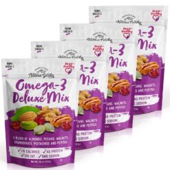 Nature's Garden Omega-3 Deluxe Mix - Power Up Omega Deluxe Trail Mix, Heart Healthy, Gluten Free, Antioxidant Rich, Cholesterol Free, Sodium Free, No Artificial Ingredients – 26 Oz Bag (Pack of 4)