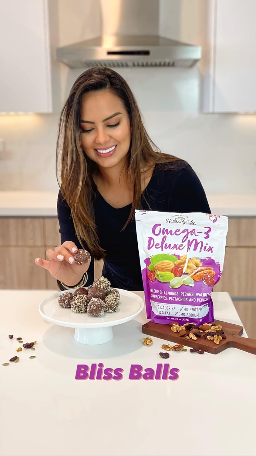 Nature's Garden Omega-3 Deluxe Mix - Power Up Omega Deluxe Trail Mix, Heart Healthy, Gluten Free, Antioxidant Rich, Cholesterol Free, Sodium Free, No Artificial Ingredients – 26 Oz Bag (Pack of 4)9