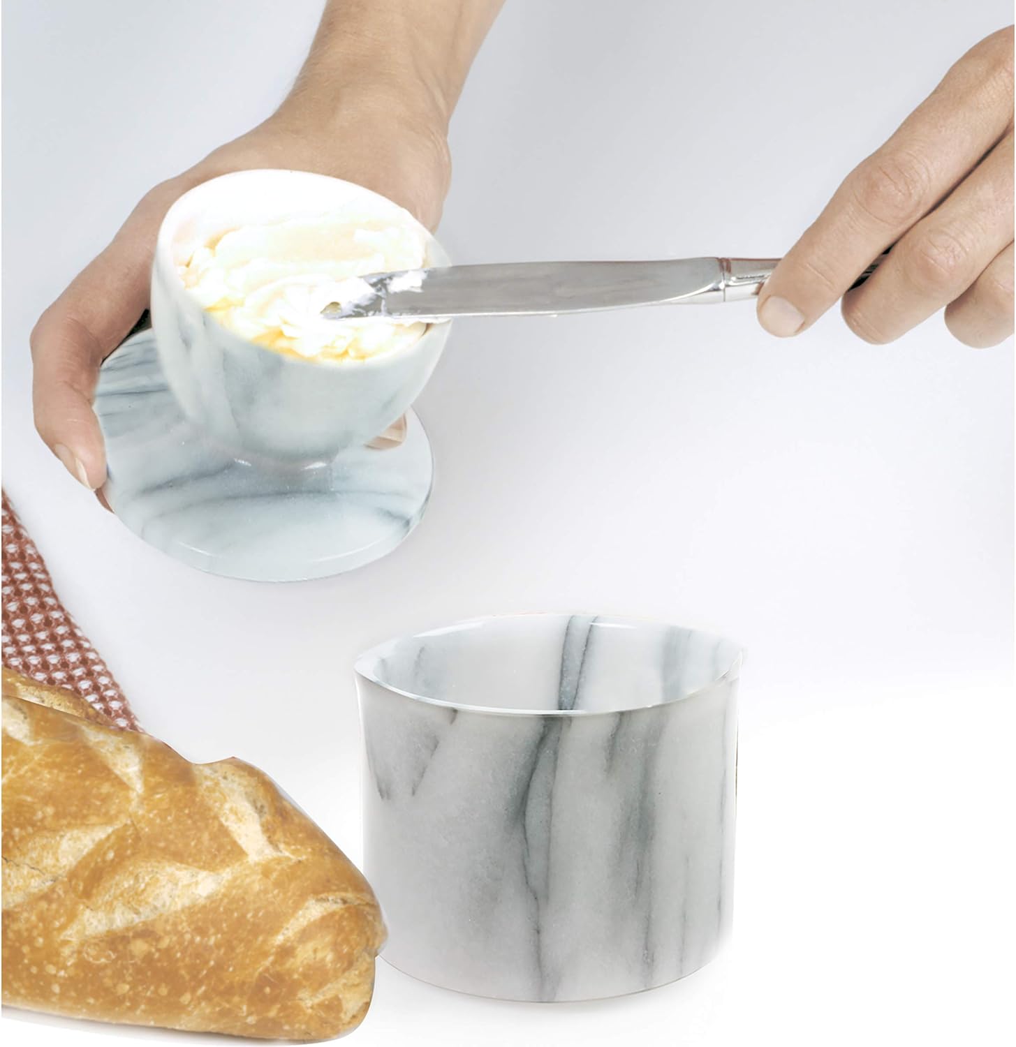 Norpro Marble Butter Keeper,Off-White4