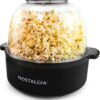 Nostalgia 6-Quart Stirring Popcorn Popper - Quick-Heat Technology - Makes 24 Cups of Popcorn - Includes Kernel Measuring Cup - Perfect for Birthday Parties, Movie Nights, and More - Black