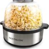 Nostalgia 6-Quart Stirring Popcorn Popper - Quick-Heat Technology - Makes 24 Cups of Popcorn - Includes Kernel Measuring Cup - Perfect for Birthday Parties, Movie Nights, and More - Stainless Steel