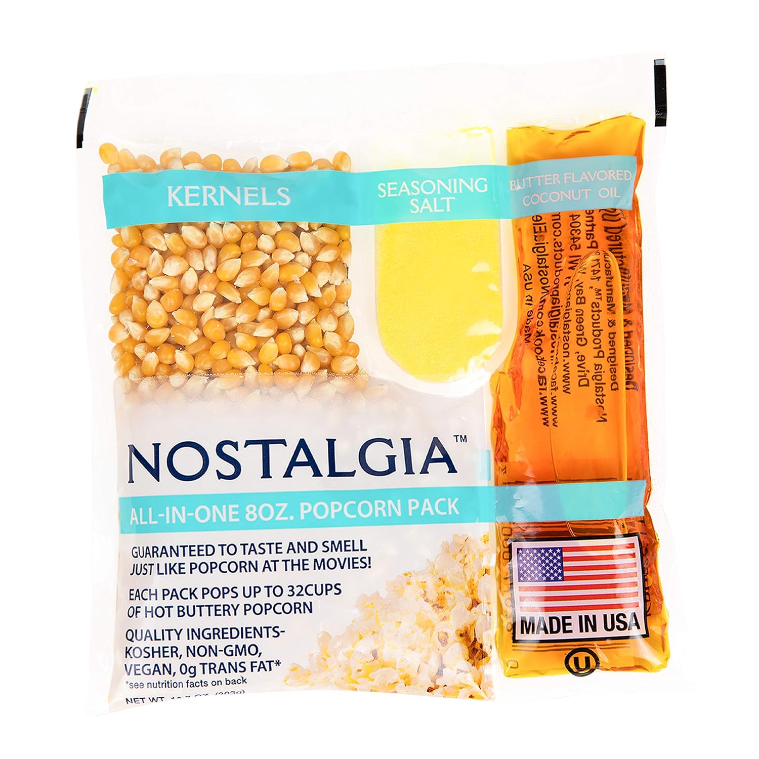 Nostalgia Movie Theater Style Popcorn Packets for Popcorn Machine, All-in-One Popcorn Kernels, Coconut Oil, Seasoning Salt, 8oz Packs, 24 count Nostalgia Movie Theater Style Popcorn Packets for Popcorn Machine, All-in-One Popcorn Kernels, Coconut Oil, Seasoning Salt, 8oz Packs, 24 count