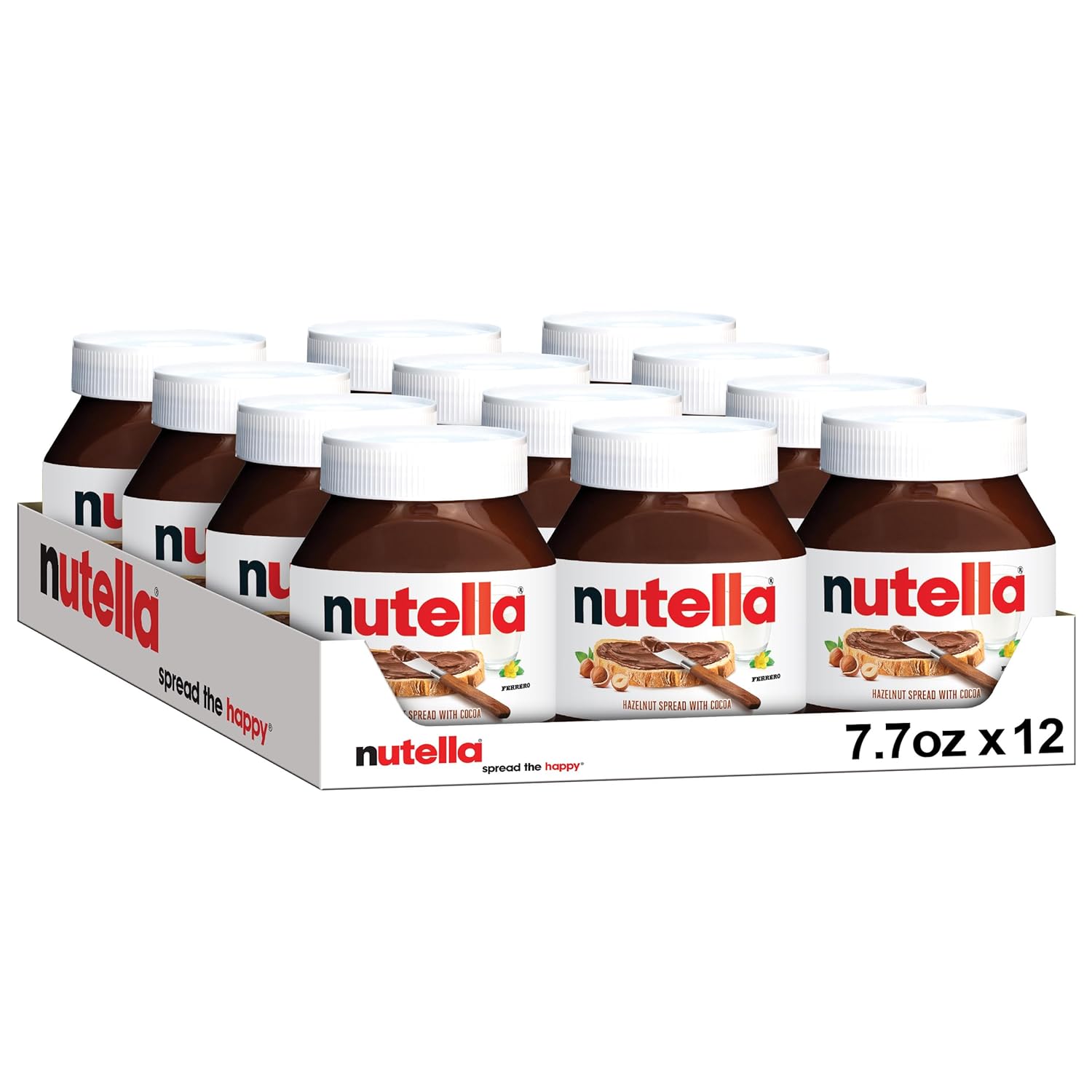 Nutella Hazelnut Spread with Cocoa for Breakfast, Bulk 12 Pack, 7.7 oz per Jar, Holiday Baking and Desserts Nutella Hazelnut Spread with Cocoa for Breakfast, Bulk 12 Pack, 7.7 oz per Jar, Holiday Baking and Desserts