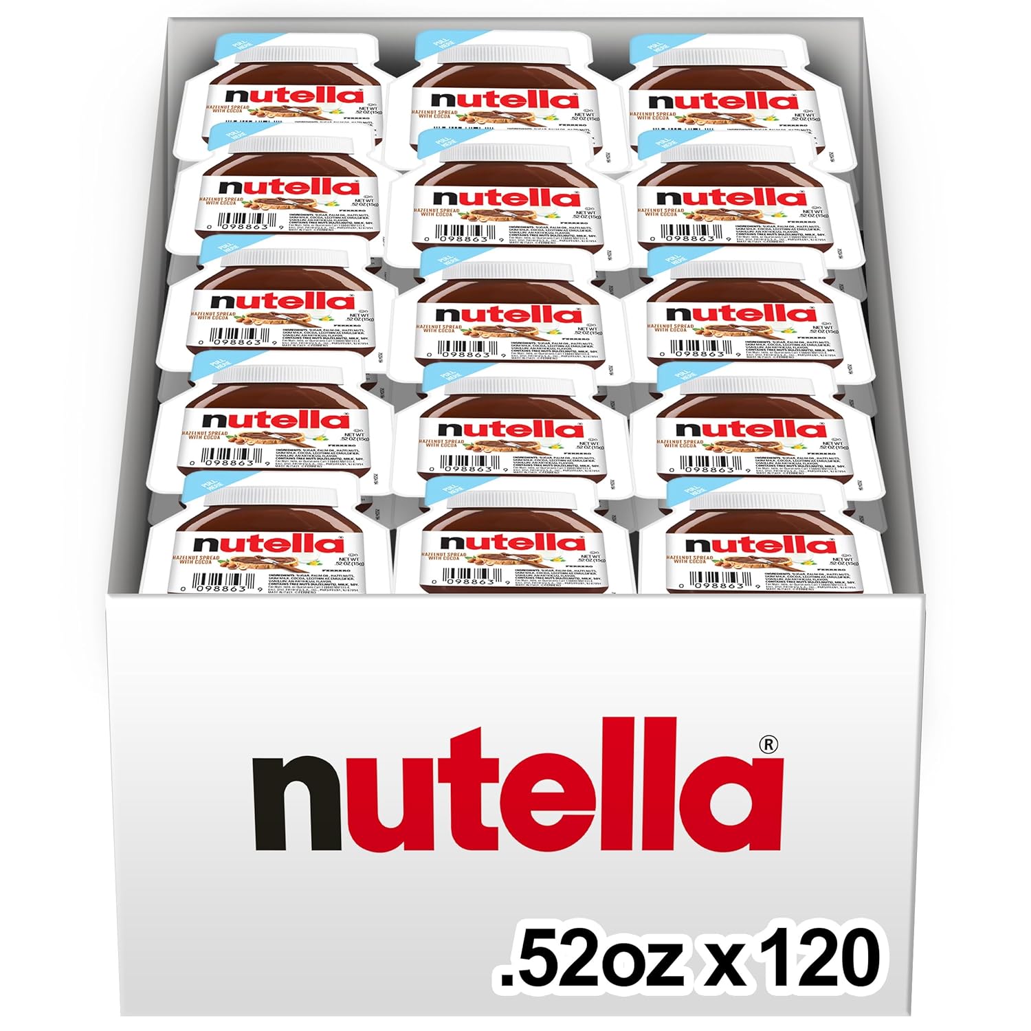 Nutella Hazelnut Spread with Cocoa for Breakfast, Bulk 120 Pack Mini Cups, 0.52 oz Each, Holiday Baking and Desserts Nutella Hazelnut Spread with Cocoa for Breakfast, Bulk 120 Pack Mini Cups, 0.52 oz Each, Holiday Baking and Desserts