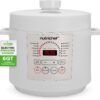 NutriChef Electric Pressure Cooker 6 Quart Capacity | 9 Function Digital Countertop Pressure Cooker | Adjustable Time & Temperature | Cook, Bake, Steam, Broil, & Braise | 13.1 x 11.4 IN | White