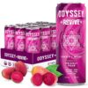 Odyssey Revive Sparkling Hydration Drink w/L Theanine, Lions Mane, Cordyceps and Electrolytes, Caffeine Free Natural Energy Drinks, Vegan, Non-GMO, Prickly Pear Flavor, 12 Fl oz, 12 Pack