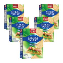 Only Kosher Candy Melba Toast Flatbread Crackers Classic Sesame Kosher Parve (Pack of 5)