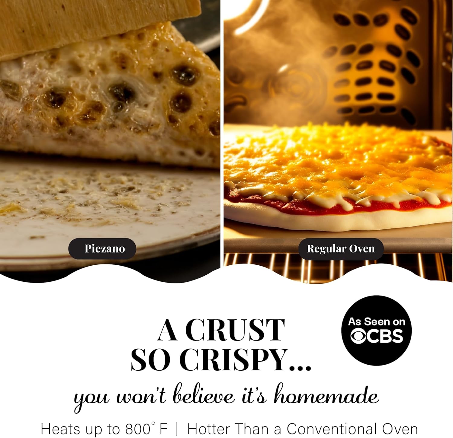 PIEZANO Crispy Crust Pizza Oven by Granitestone – Electric Pizza Oven Indoor Portable, 12 Inch Indoor Pizza Oven Countertop, Pizza Maker Heats up to 800˚F for Stone Baked Pizza at Home - Cream2