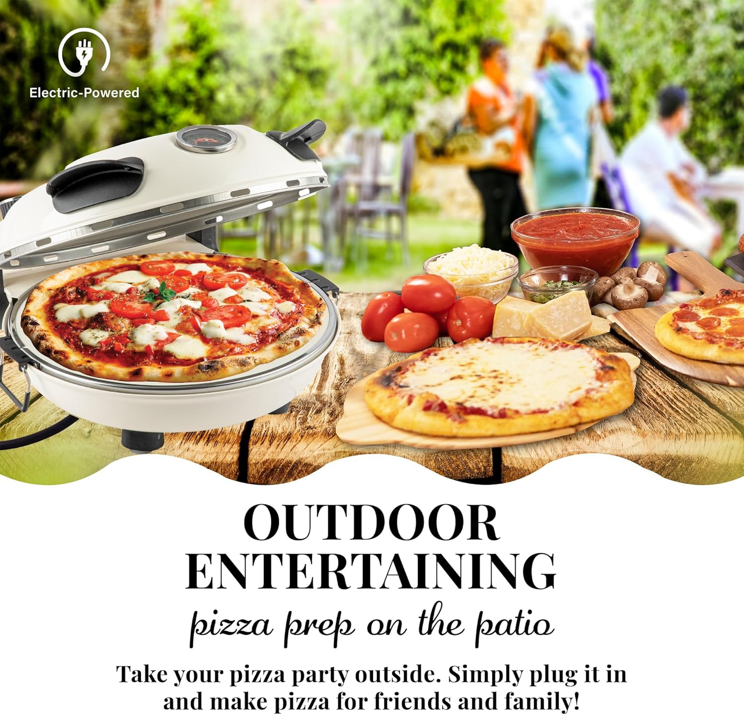 PIEZANO Crispy Crust Pizza Oven by Granitestone – Electric Pizza Oven Indoor Portable, 12 Inch Indoor Pizza Oven Countertop, Pizza Maker Heats up to 800˚F for Stone Baked Pizza at Home - Cream7