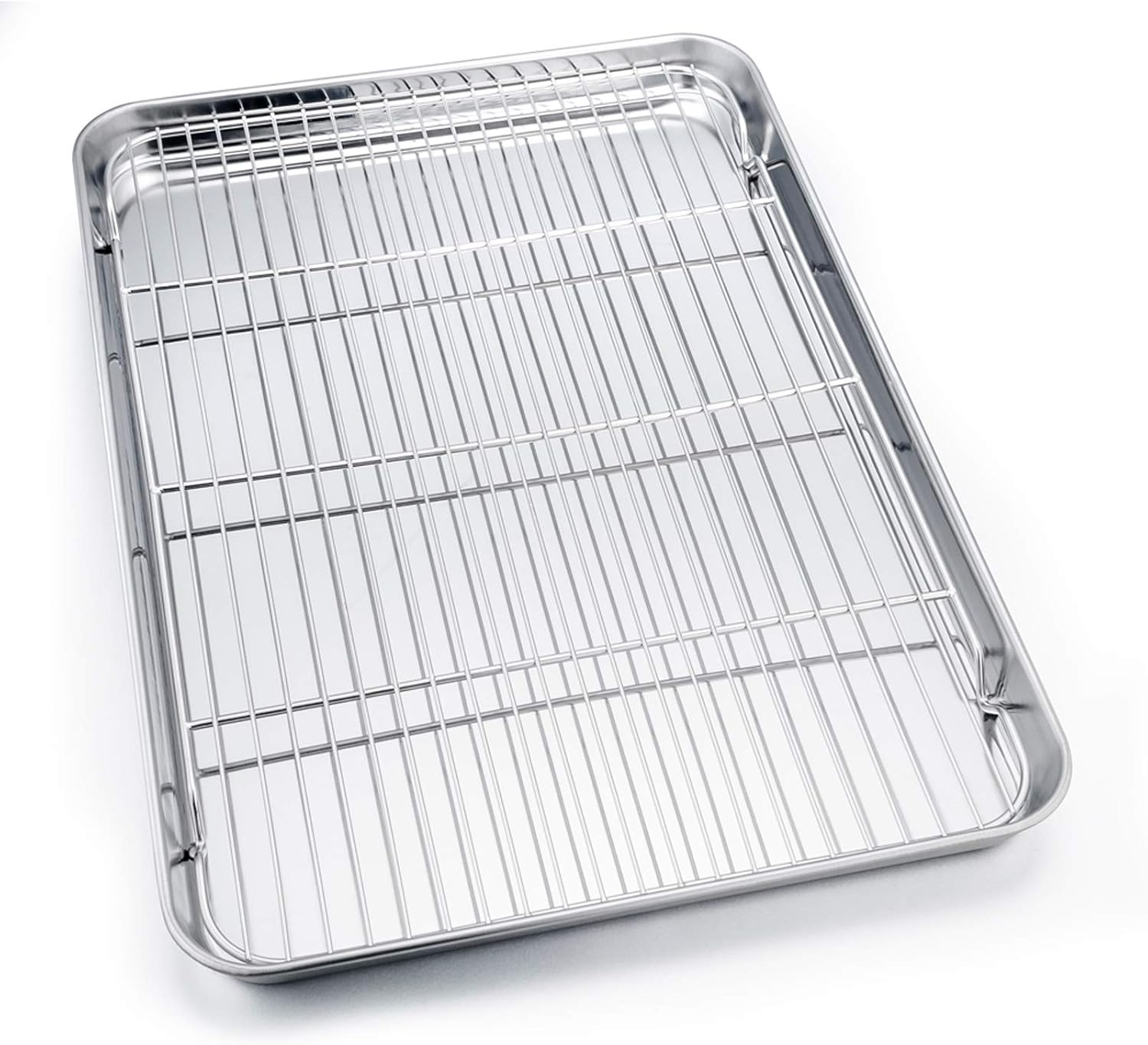 P&P CHEF Extra Large Baking Sheet and Cooking Rack Set, Stainless Steel Cookie Half Sheet Pan with Grill Rack, Rectangle 19.6x13.5x1.2, Oven & Dishwasher Safe, 4 Piece (2 Pans+2 Racks)1