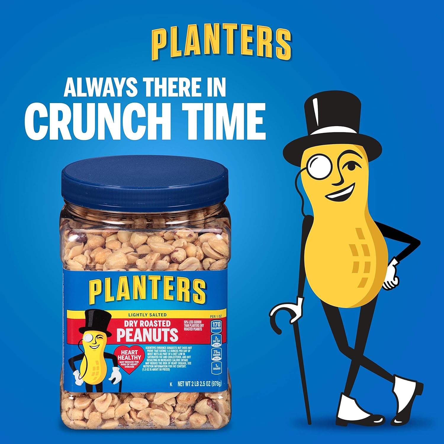 Planters Lightly Salted Dry Roasted Peanuts (6 ct Pack, 2.2 lb Containers)0