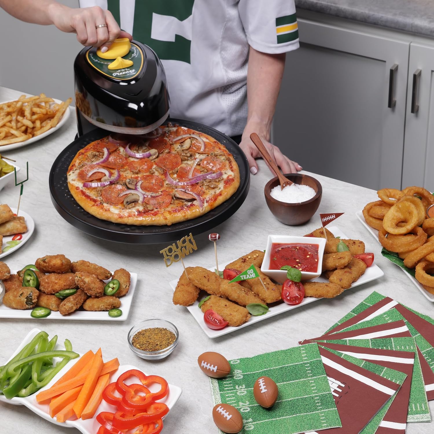 Presto 03434 Pizzaz Plus Rotating Oven - 12-Inch, Countertop Pizza Oven, Nonstick Tray, Top and Bottom Heating Elements, Easy to Clean, Green Gold11