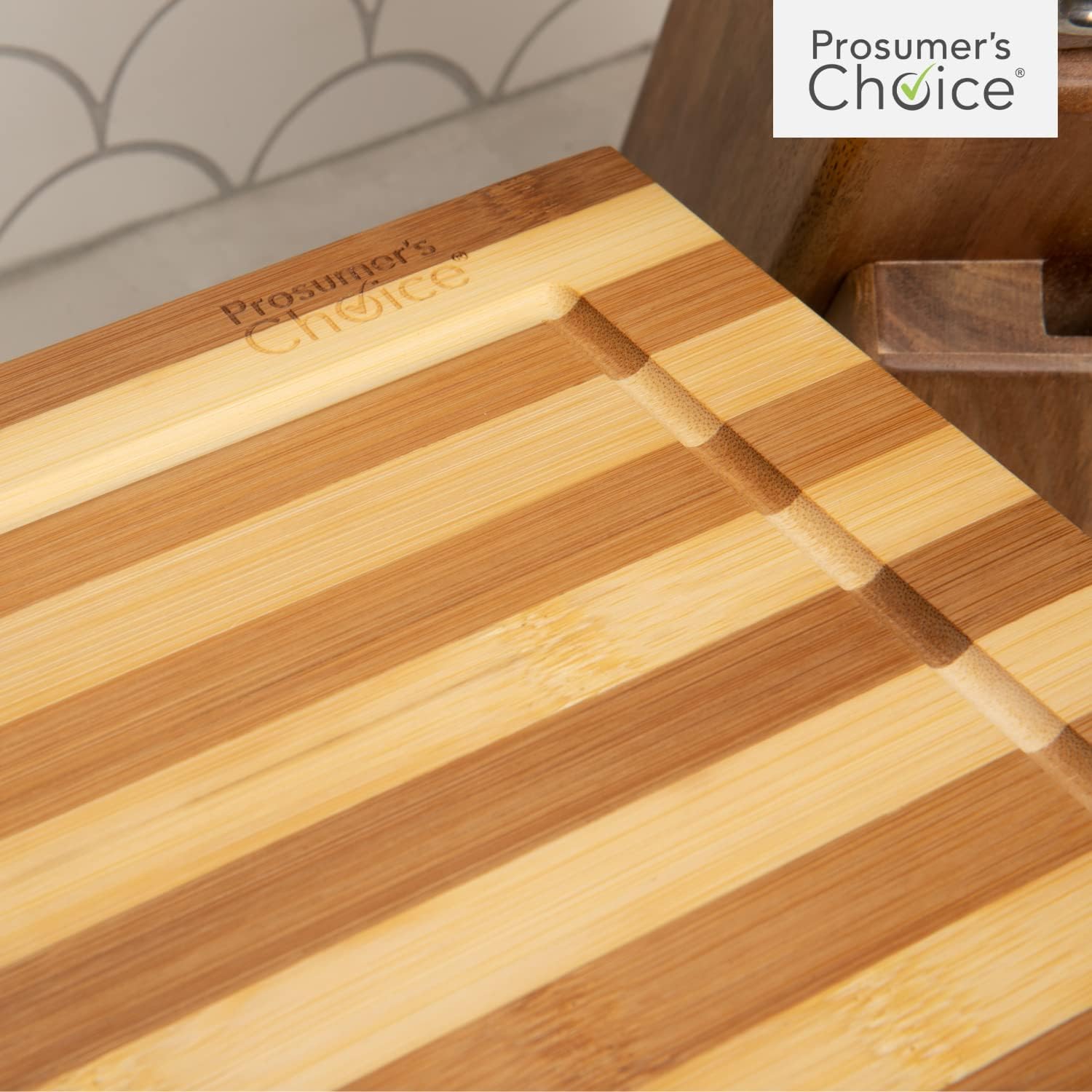 Prosumer's Choice Premium Bamboo Large Cutting Boards Stovetop Cover with Juice Grooves For Kitchen Large Wooden Butcher Block for Turkey, Meat, Vegetables, BBQ with Adjustable Legs, 11 X 21.250