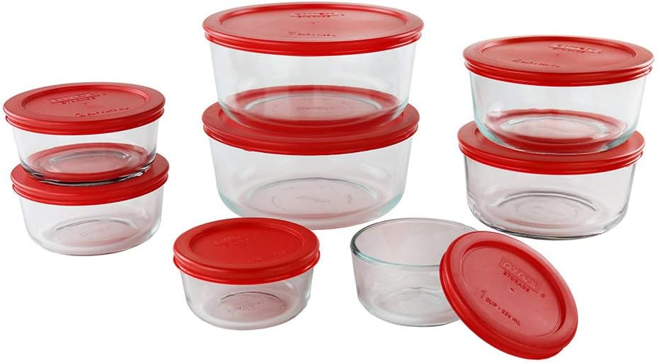 Pyrex 16-Pc Glass Food Storage Set - 7, 4, 2 & 1 Cup Round Containers With Lids, BPA-Free, Dishwasher & Microwave Safe Pyrex 16-Pc Glass Food Storage Set - 7, 4, 2 & 1 Cup Round Containers With Lids, BPA-Free, Dishwasher & Microwave Safe