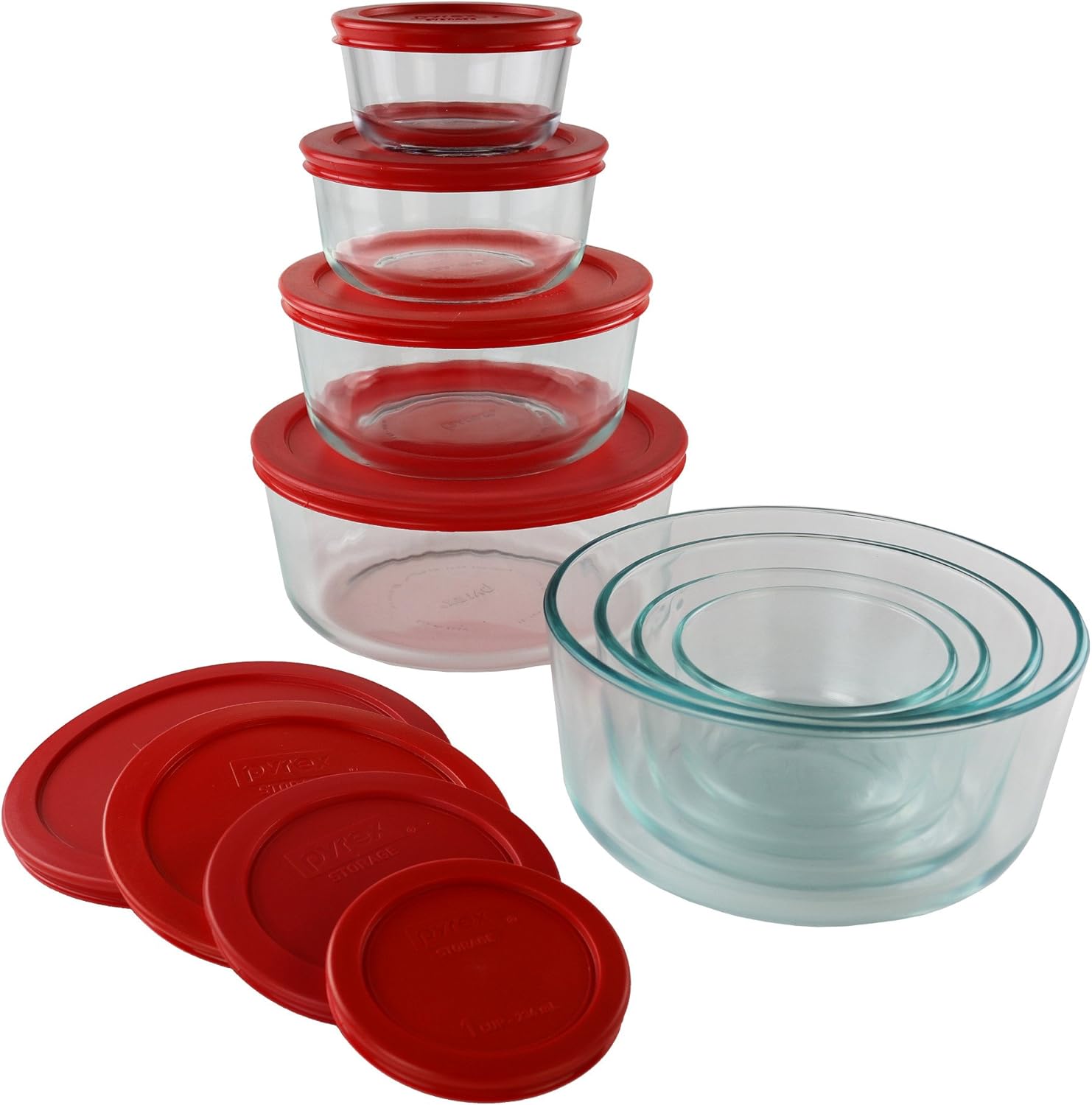 Pyrex 16-Pc Glass Food Storage Set - 7, 4, 2 & 1 Cup Round Containers With Lids, BPA-Free, Dishwasher & Microwave Safe1