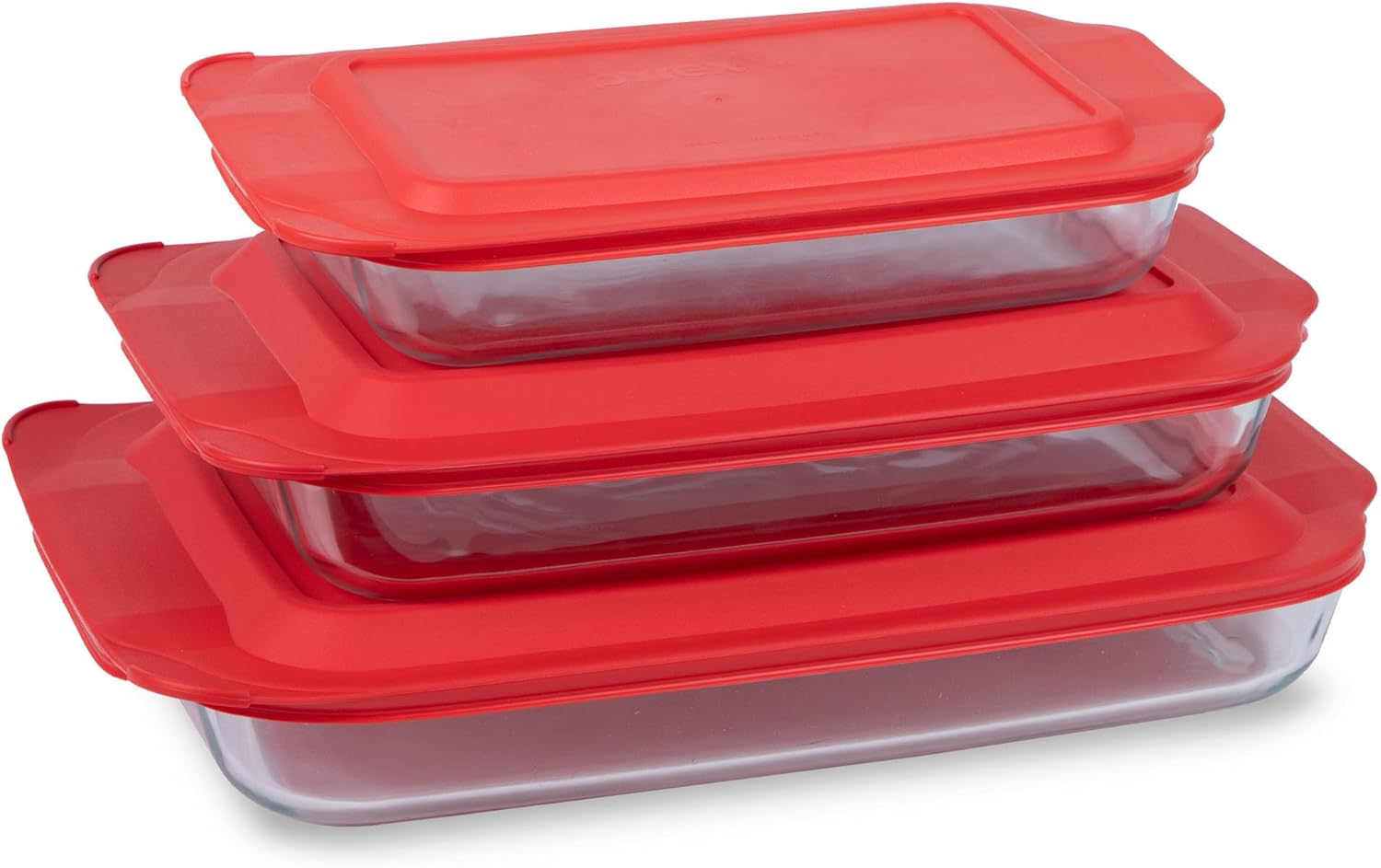 Pyrex Basics 3-Pack Glass Baking Dish Set (2QT, 3QT, 4.8QT) With BPA-Free Lids, Rectangular Glass Bakeware, Dishwasher, Microwave, Freezer & Pre-Heated Oven Safe Pyrex Basics 3-Pack Glass Baking Dish Set (2QT, 3QT, 4.8QT) With BPA-Free Lids, Rectangular Glass Bakeware, Dishwasher, Microwave, Freezer & Pre-Heated Oven Safe