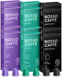 ROSSO CAFFE Espresso Capsules for Nespresso Machines - 120 Coffee Pods Intense Value Pack - Premium Aluminium Capsules - Strong and Bold Dark Roast