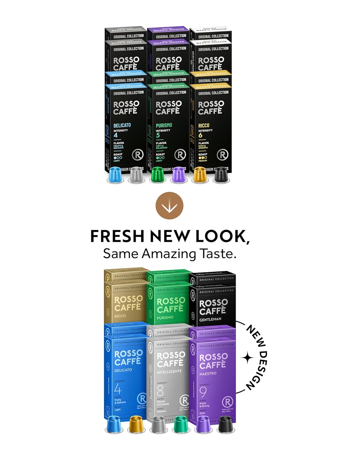 ROSSO CAFFE Espresso Capsules for Nespresso Machines - 120 Coffee Pods Variety Value Pack - Premium Aluminium Capsules - Breakfast, Medium, and Dark Roast3