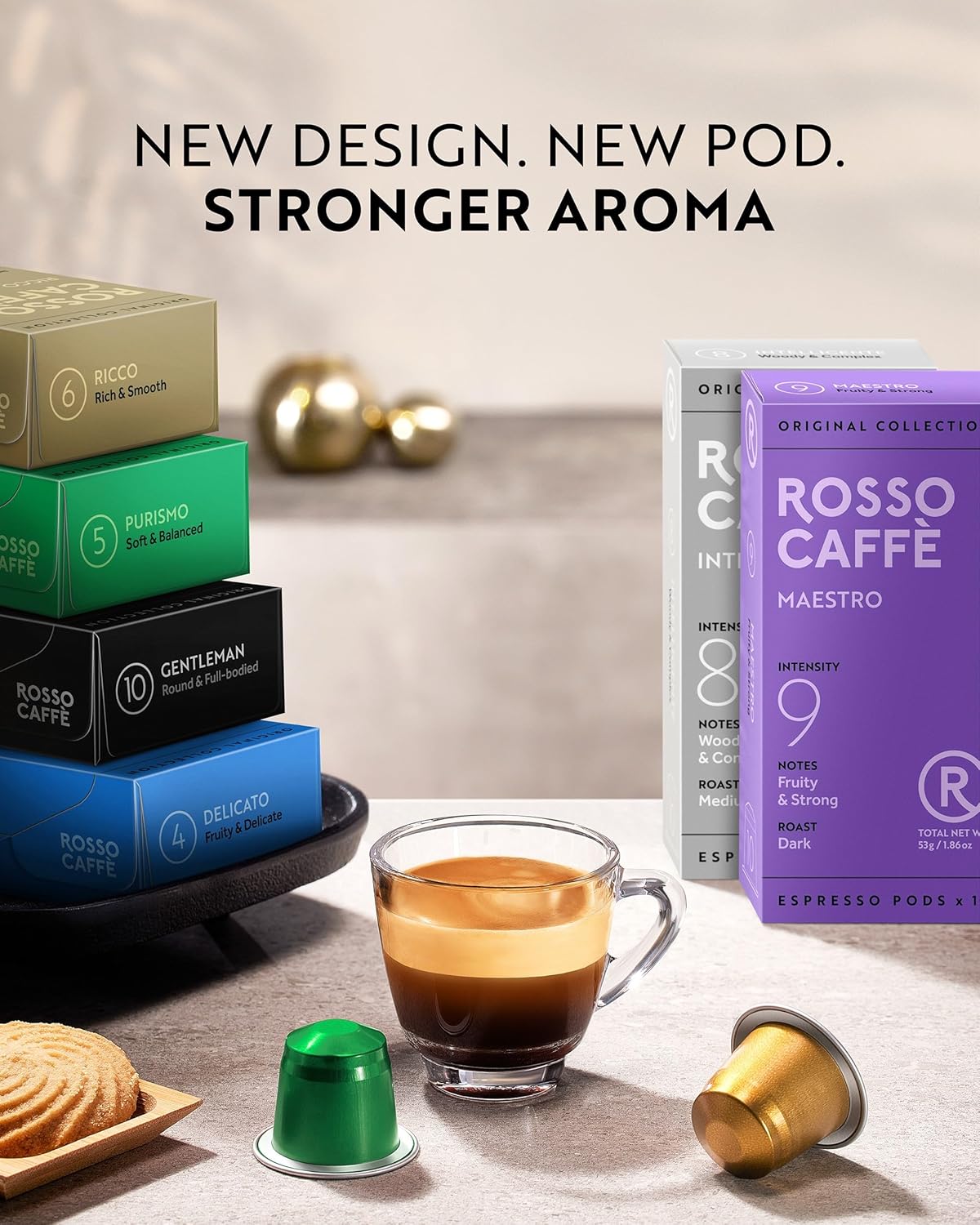 ROSSO CAFFE Espresso Capsules for Nespresso Machines - 120 Coffee Pods Variety Value Pack - Premium Aluminium Capsules - Breakfast, Medium, and Dark Roast4
