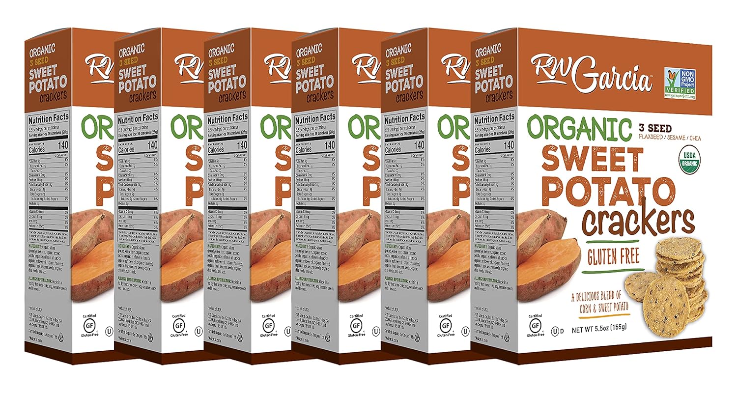 RW Garcia Organic Sweet Potato Crackers, Gluten Free, 5.5oz boxes, 6 pack1