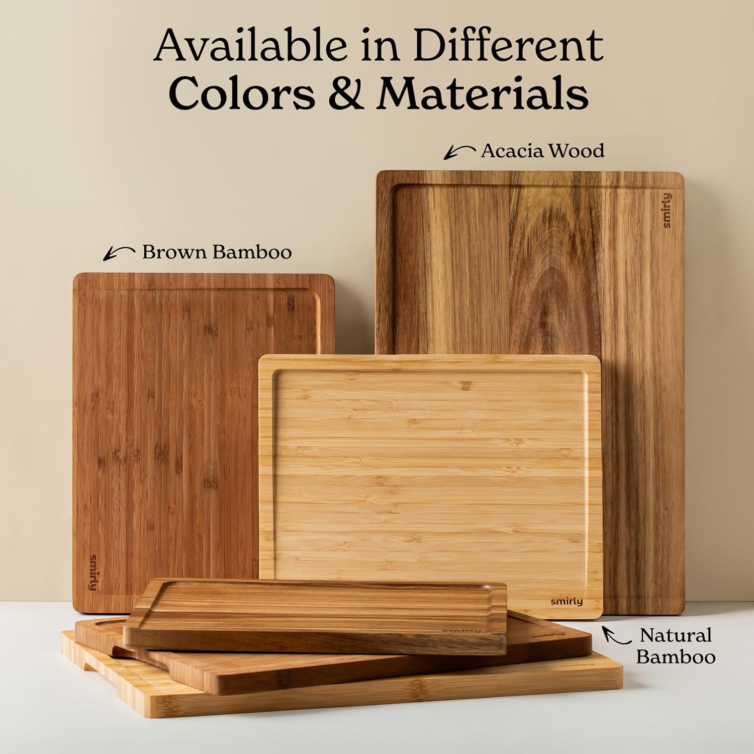 SMIRLY Wood Cutting Board, Bamboo Cutting Board Set, Chopping Board and Wooden Cutting Boards for Kitchen, Small Wood Cutting Board and butcher block (Acacia Wood, 2 Pack)6