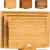SMIRLY Wooden Cutting Boards For Kitchen - Bamboo Cutting Board Set with Holder, Wood Cutting Board Set, Cutting Board Wood, Wooden Chopping Board, Wooden Cutting Board Set