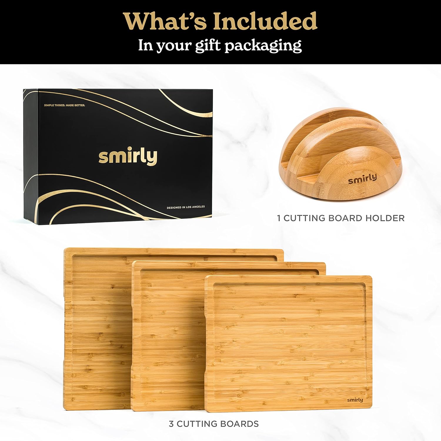 SMIRLY Wooden Cutting Boards For Kitchen - Bamboo Cutting Board Set with Holder, Wood Cutting Board Set, Cutting Board Wood, Wooden Chopping Board, Wooden Cutting Board Set1