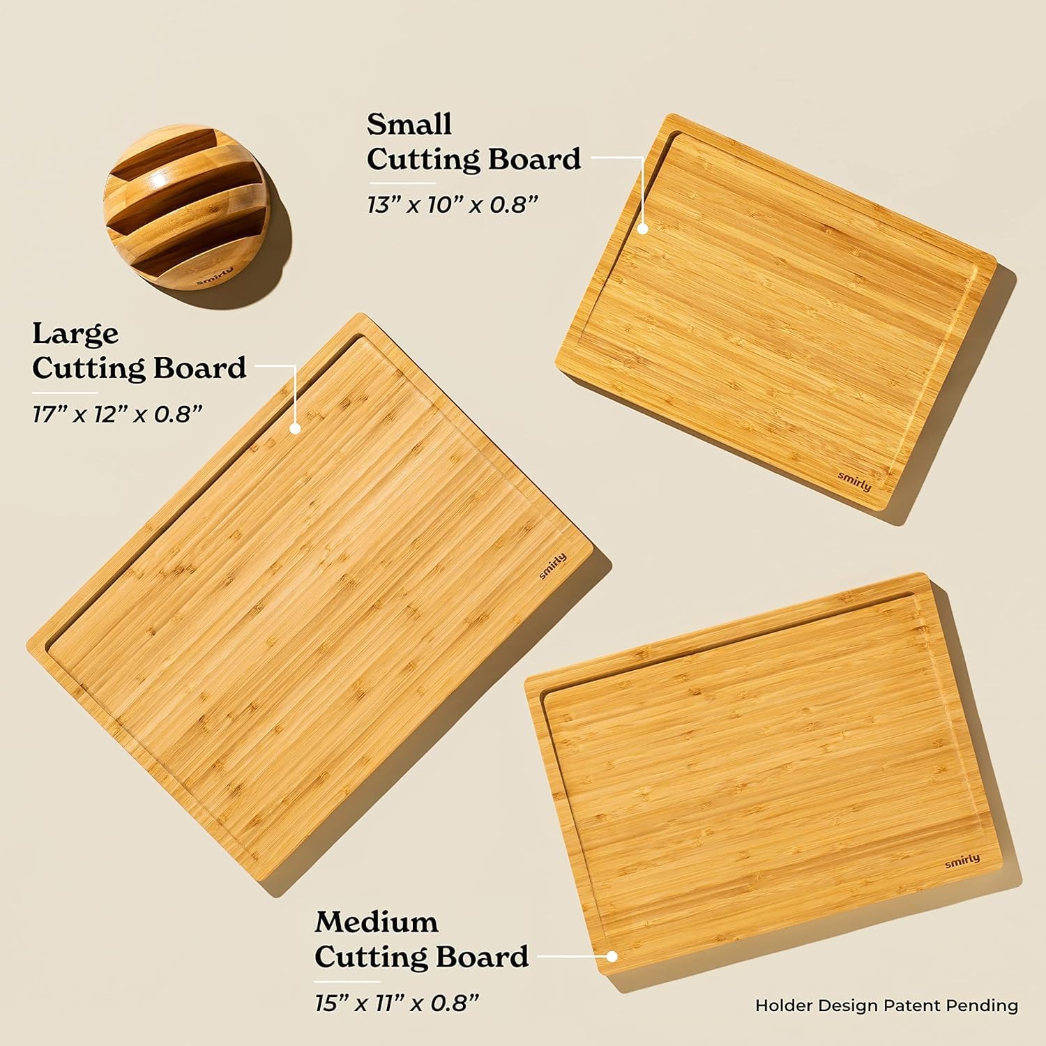 SMIRLY Wooden Cutting Boards For Kitchen - Bamboo Cutting Board Set with Holder, Wood Cutting Board Set, Cutting Board Wood, Wooden Chopping Board, Wooden Cutting Board Set7