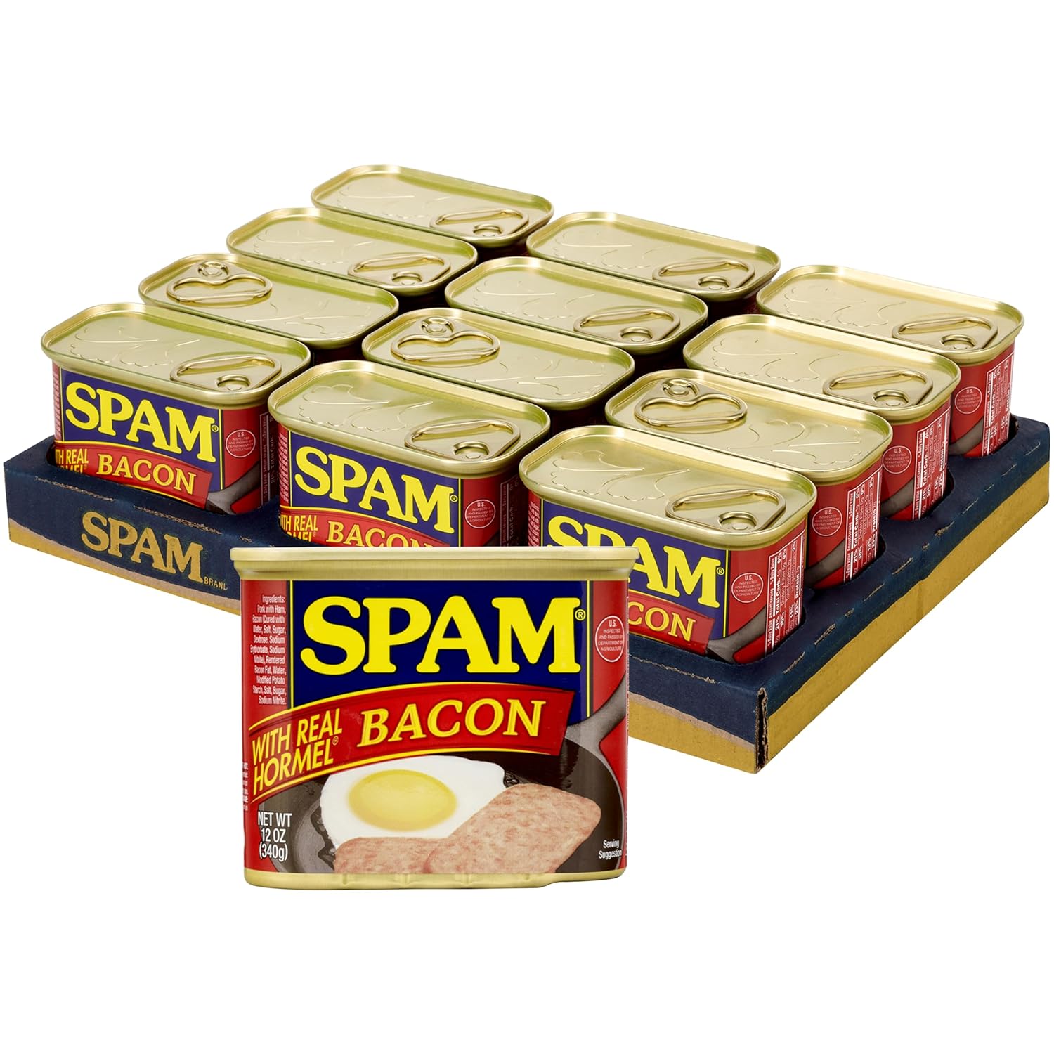 SPAM with Real HORMEL Bacon, 7 g protein, 12 oz (Pack of 12) SPAM with Real HORMEL Bacon, 7 g protein, 12 oz (Pack of 12)