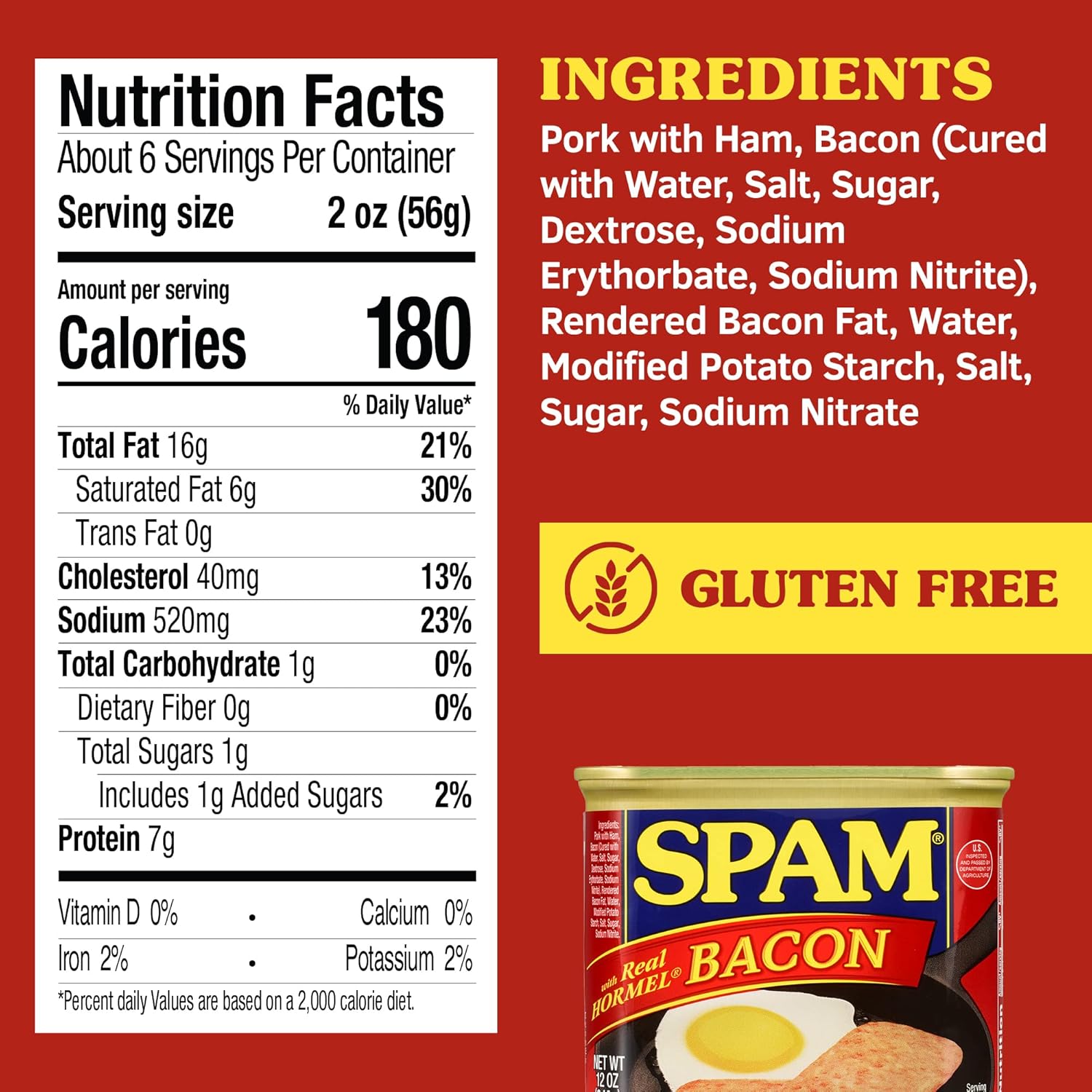 SPAM with Real HORMEL Bacon, 7 g protein, 12 oz (Pack of 12)4