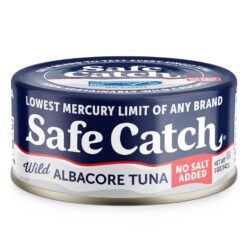 Safe Catch Canned Lowest Mercury Limit Albacore Tuna Fish No Salt Added, Wild Caught, Gluten-Free, Kosher, Whole30 Approved, Keto, 5oz Can, 12-Pack