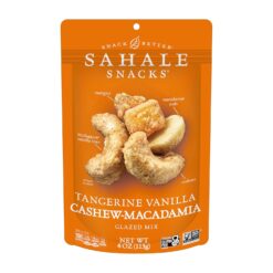 Sahale Snacks Tangerine Vanilla Cashew-Macadamia Glazed Mix, 4 oz Pouches (6 Packs) - Dry-Roasted Deluxe Mixed Nuts with Mangoes & Madagascar Vanilla - Non-GMO, Kosher, & Certified Gluten-Free Snacks