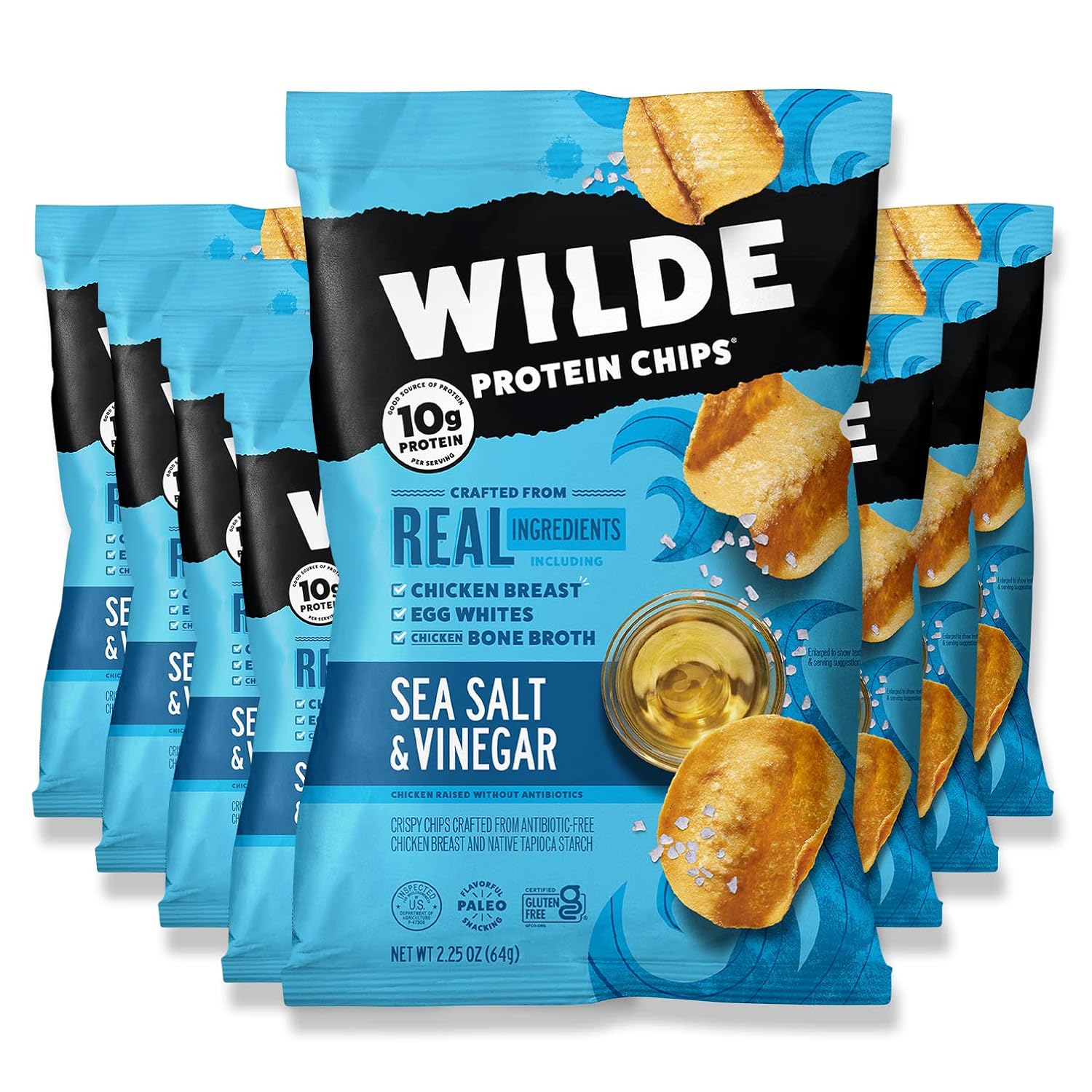 Sea Salt and Vinegar Protein Chips by Wilde Chips, Thin and Crispy, High Protein, Keto Friendly, Made with Real Ingredients, 2.25oz Bag (8 Pack)… Sea Salt and Vinegar Protein Chips by Wilde Chips, Thin and Crispy, High Protein, Keto Friendly, Made with Real Ingredients, 2.25oz Bag (8 Pack)…
