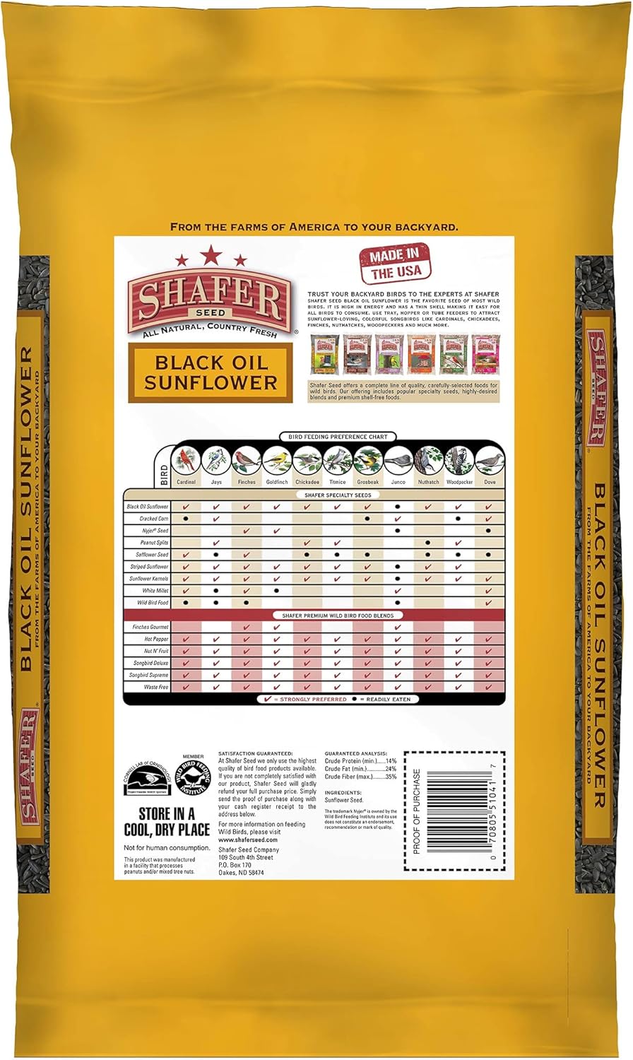 Shafer Seed 51041 40-Pound Bag, Black Oil Sunflower Wild Bird Food1