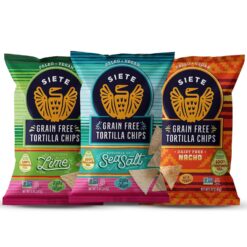 Siete Grain Free Tortilla Chips | Gluten Free Chips | Paleo & Vegan Snacks | Non GMO | Variety Pack, Lime, Sea Salt, Nacho, 5 Ounce (Pack of 6)